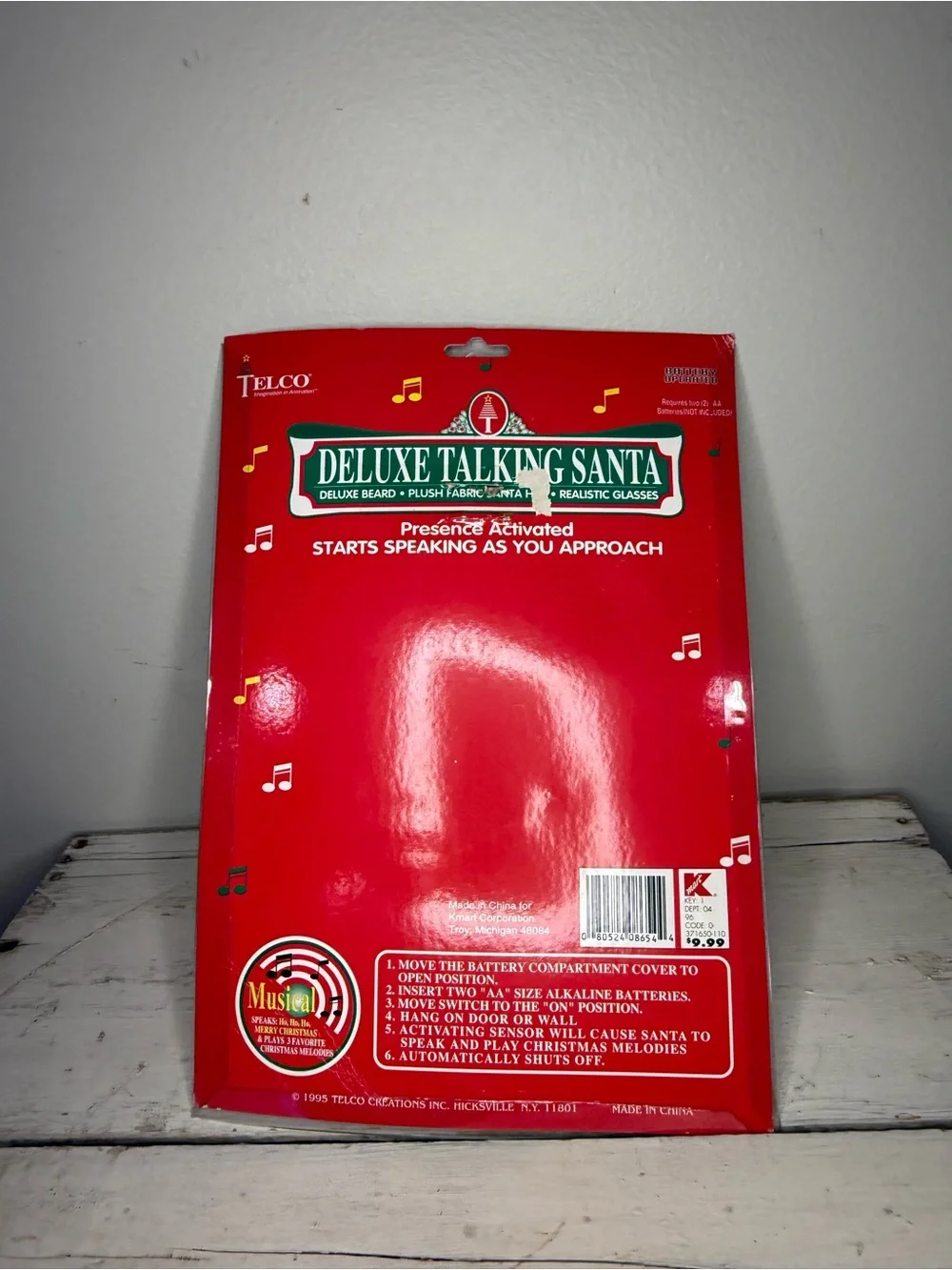 NIP Vintage Telco Santa Claus Head Wall Door Christmas Music Hanging decor